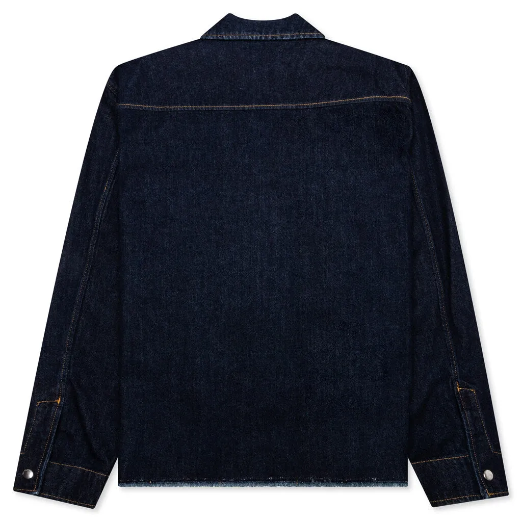 Zipped Denim Shirt - Navy Blue